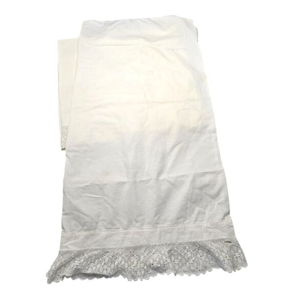 Vintage White Cotton & Crochet Lace Pillowcases Set of 2 READ CM2107 - Picture 2 of 9